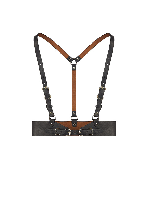 Black Faux Leather Harness, 1