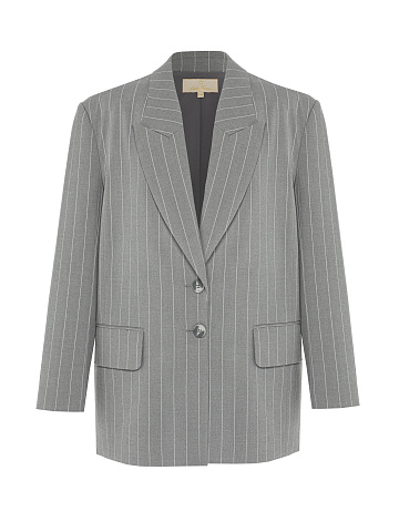 Grey Oversized Striped Jacket, 1