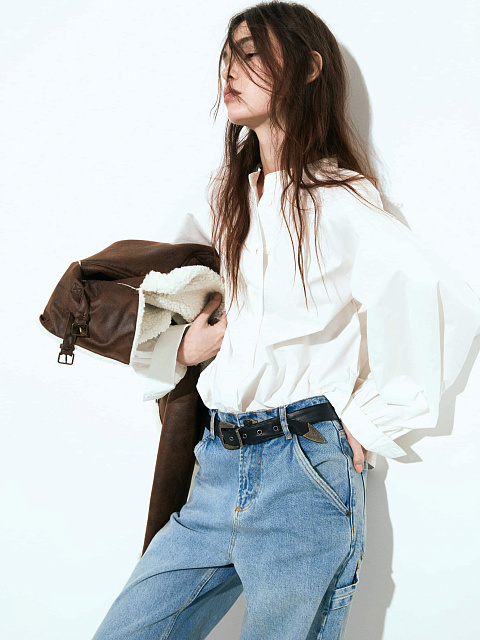 White Cotton Cropped Shirt, 2 White Cotton Cropped Shirt, 2