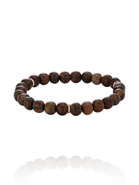 Bead Agar Wood, Brown Round Diamond & Rose Gold Bracelet, 1
