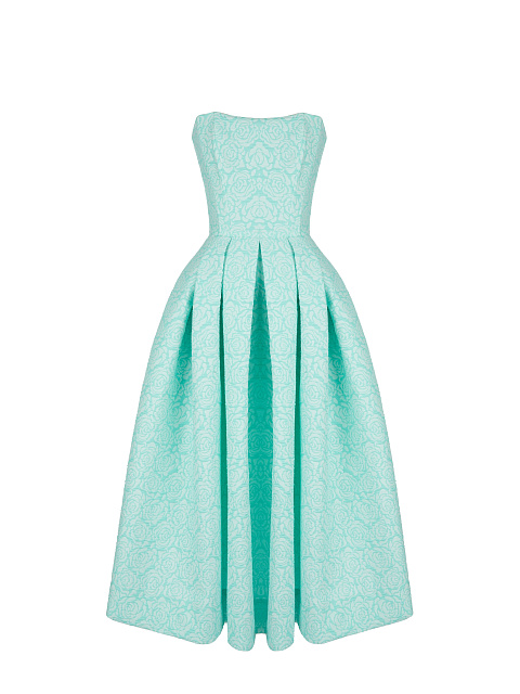 Turquiose Jacquard Midi Dress, 1