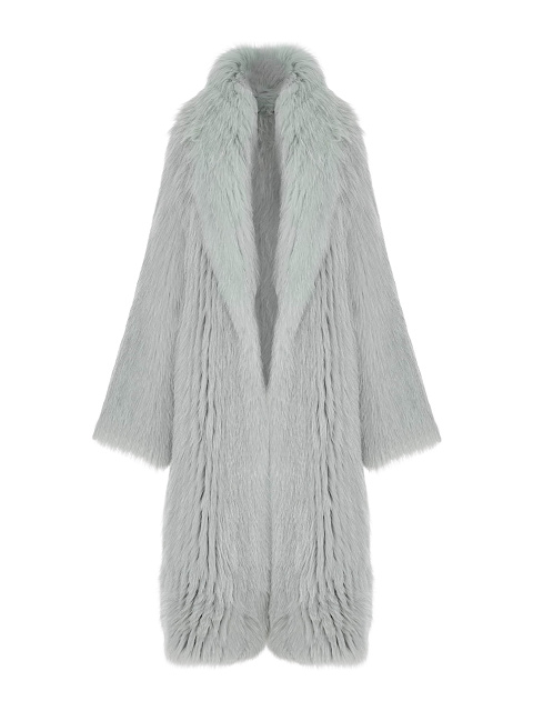 Gray Knitted Fox Fur Coat, 1 Gray Knitted Fox Fur Coat, 1