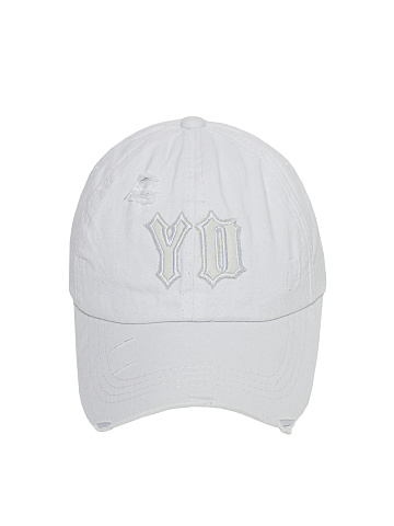 White Denim & Leather "YD" Cap, 2