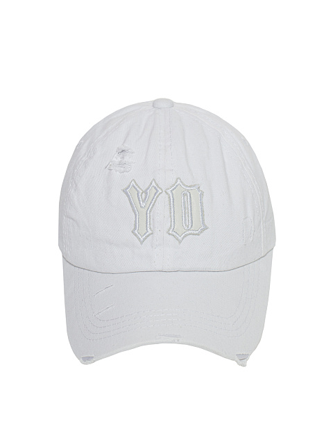White Denim & Leather "YD" Cap, 2