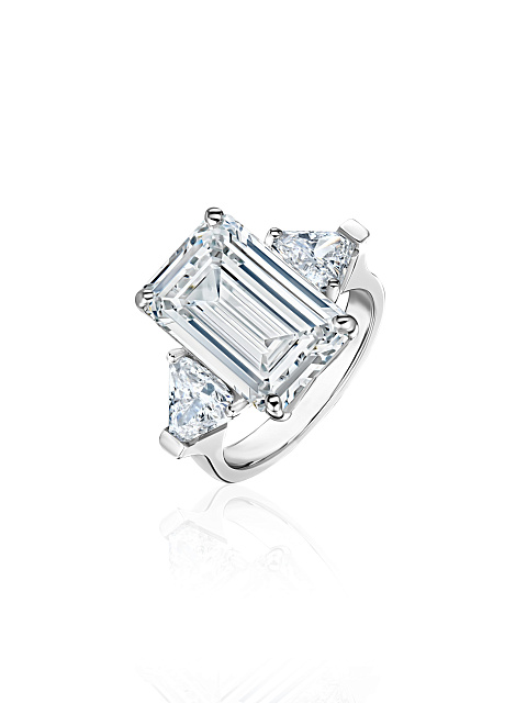 White gold ring with 10.02 ct lab-grown baguette-cut diamond, 1