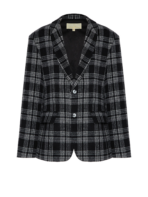 Black oversized blazer in white check, 1