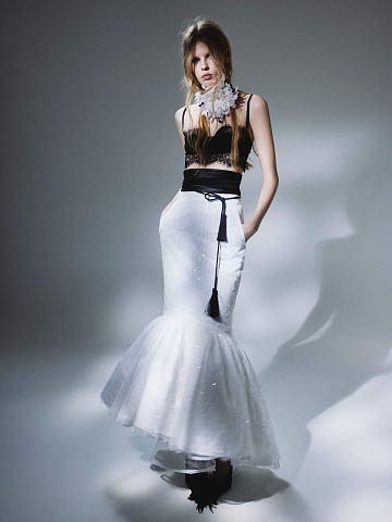 White taffeta maxi skirt, 2