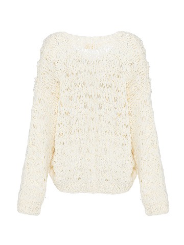 White Beaded Cashmere Pullover, 2