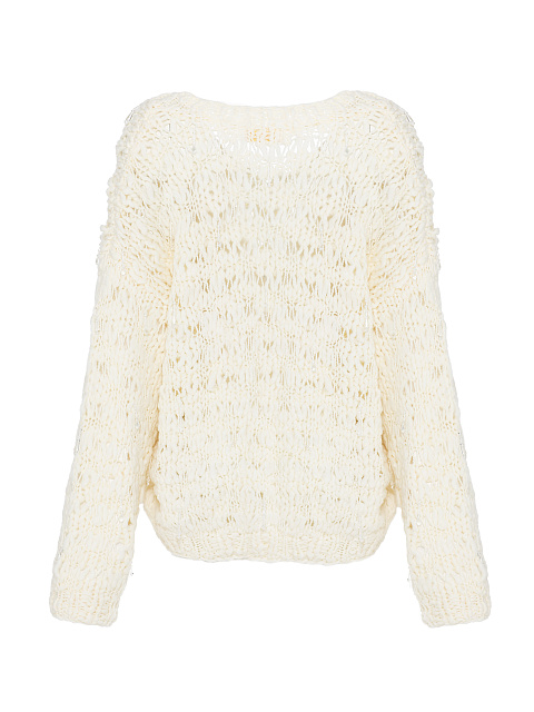 White Beaded Cashmere Pullover, 2