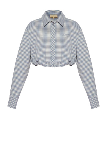 Grey Cotton Cropped Shirt, 1