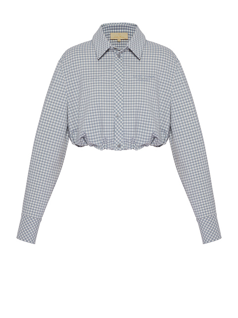 Grey Cotton Cropped Shirt, 1