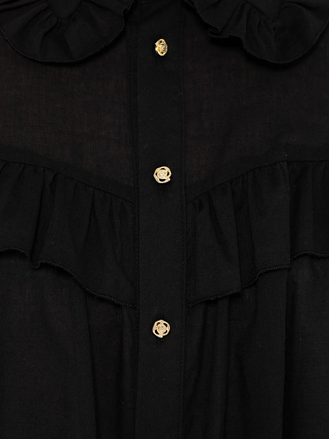 Black Ruffle Cotton Blouse, 3 Black Ruffle Cotton Blouse, 3