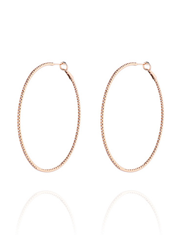 Rose Gold & Round Diamond Hoop Earrings, 1