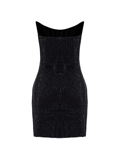 Black Mesh Mini Dress With Swarovski Crystals, 2 Black Mesh Mini Dress With Swarovski Crystals, 2