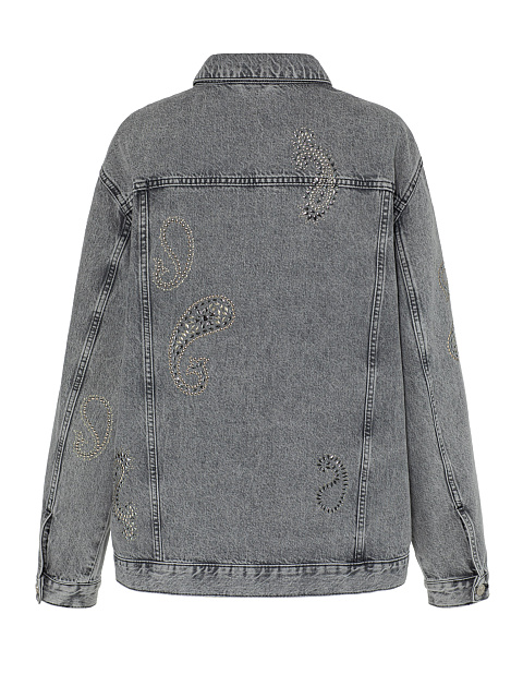 Light Grey Paisley Denim Jacket, 2