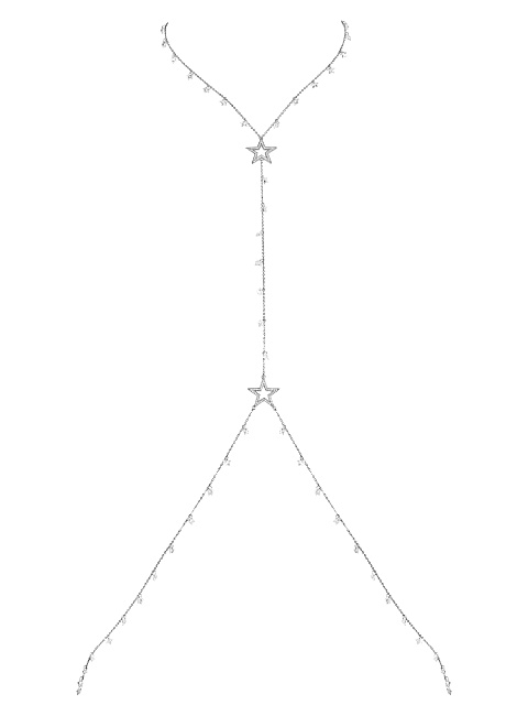 Cubic Zirkonia & Silver Body Chain, 1 Cubic Zirkonia & Silver Body Chain, 1