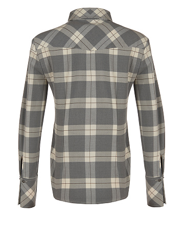 Grey Wool & Rayon Checked Shirt, 2