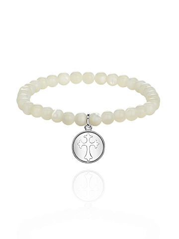 Silver & Mother of Pearl Beaded Bracelet, 1