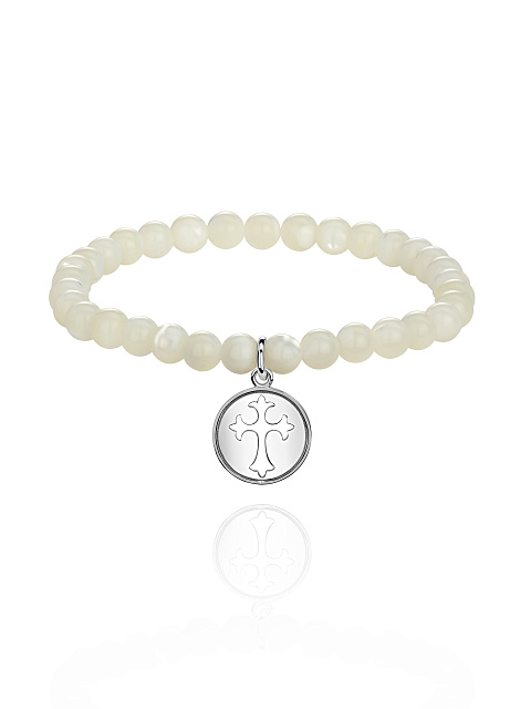 Silver & Mother of Pearl Beaded Bracelet, 1