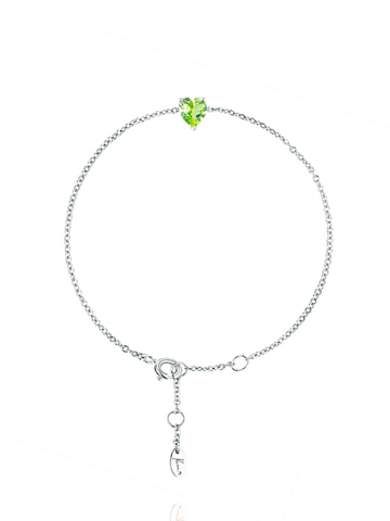 Heart Peridot & White Gold Bracelet, 1