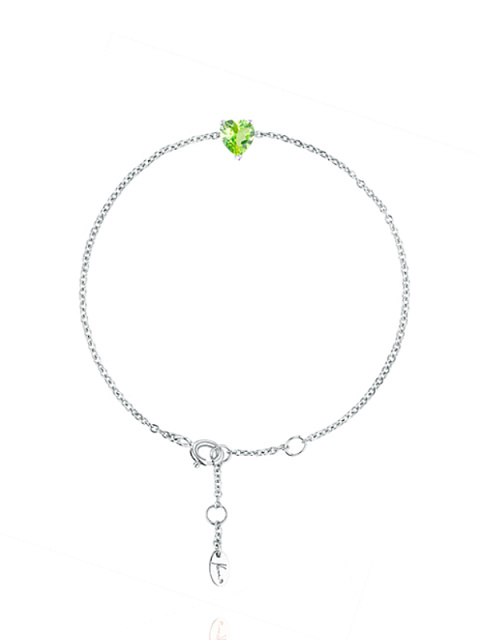 Heart Peridot & White Gold Bracelet, 1