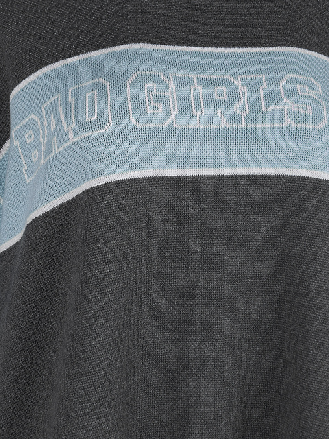 Grey & Blue Bad Girls Club Sweater, 3