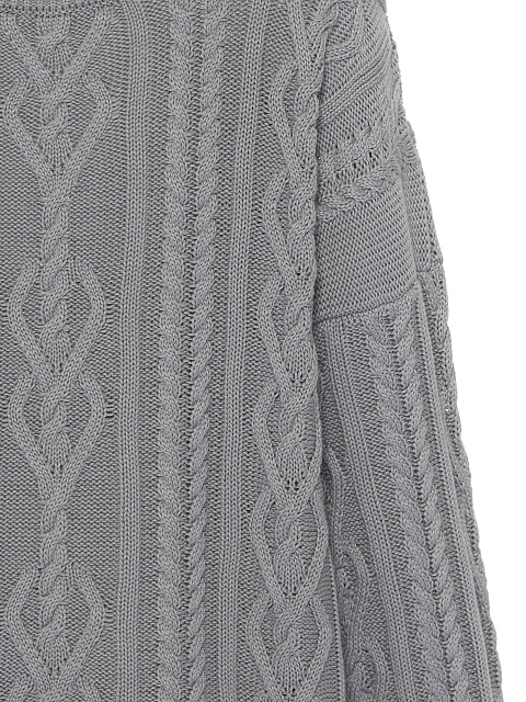 Grey Unisex Cable Knit Cotton Sweater, 3