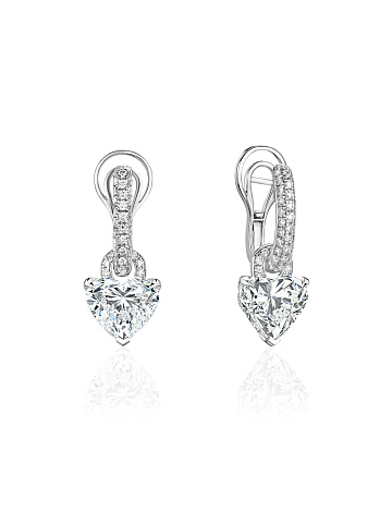 White earrings with LG diamonds in a heart cut, 1