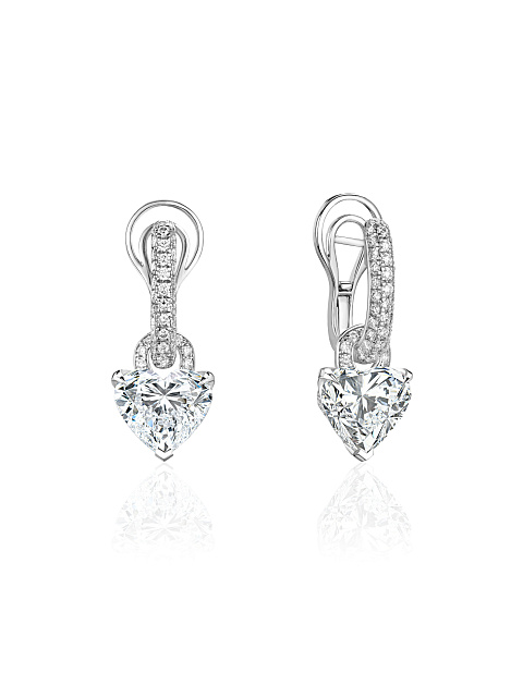 White earrings with LG diamonds in a heart cut, 1