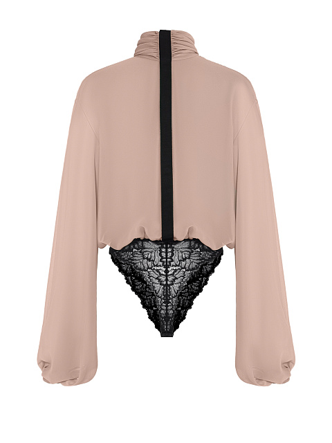 Peach lace bodysuit blouse, 5