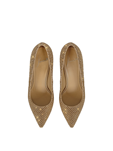 Beige Rhinestones Pumps, 4