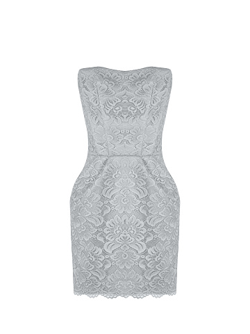 Grey Lace-Paneled Mini Dress, 1