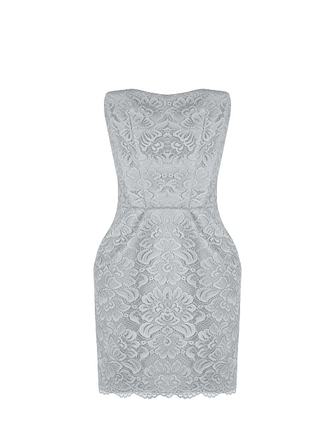 Grey Lace-Paneled Mini Dress, 1