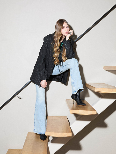 Black Oversized Striped Jacket, 6