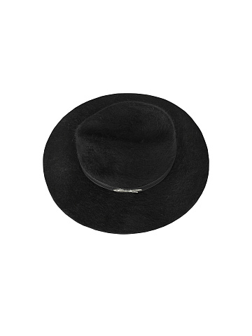 Black Leather Trimmed Felt Hat, 1