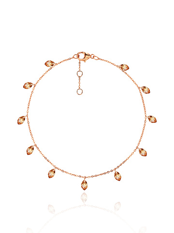 Rose Silver & Cubic Zirkonia Anklet, 1