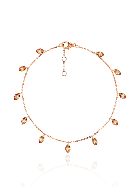 Rose Silver & Cubic Zirkonia Anklet, 1