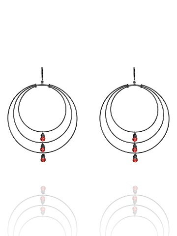 Black Gold, Diamonds & Briolette-cut Garnets Hoop Earrings, 1