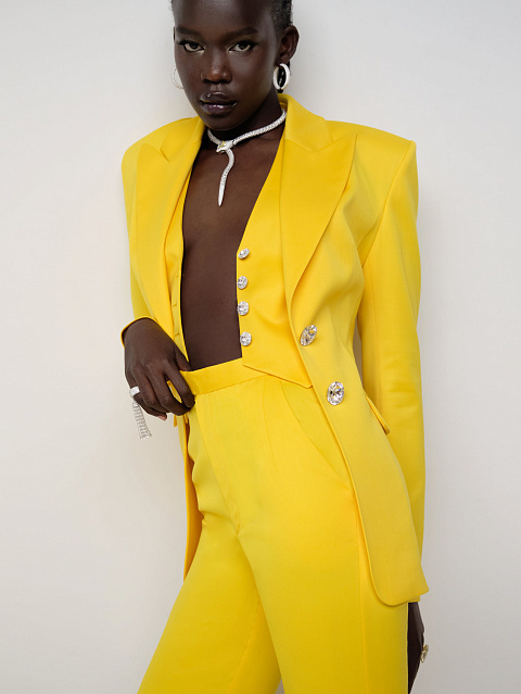 Fancy Yellow Triangular Diamond & Emerald & Round Diamond & White Gold Necklace , 11