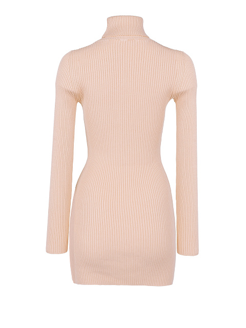 Pink Rib Knit Turtleneck Mini Dress, 2