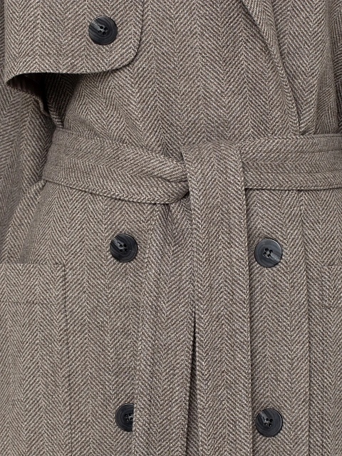 Brown Double Breasted Cashmere Trench, 4