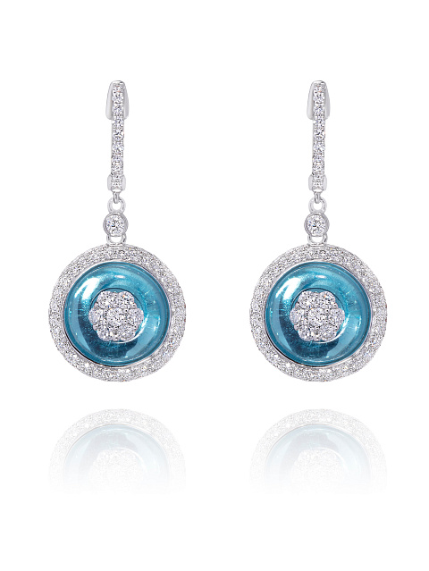 White Gold Diamond Quartz Earrings, 1