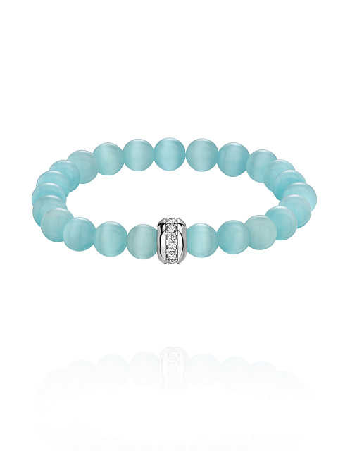 Silver, Cat's Eye Stone & Cubic Zirconia Bracelet, 1 Silver, Cat's Eye Stone & Cubic Zirconia Bracelet, 1