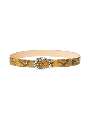 Yellow Snake Print Leather Belt, 1