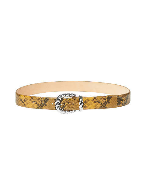Yellow Snake Print Leather Belt, 1