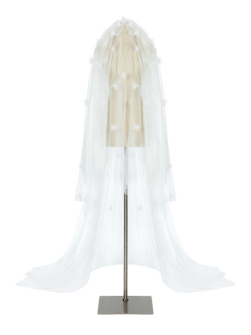White Long Flower & Pearl Veil, 1