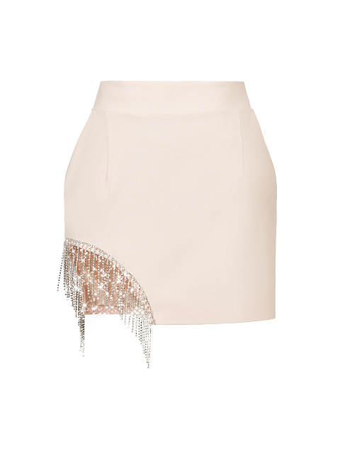 Light Rose Crystal Fringed Skirt Suit, 3