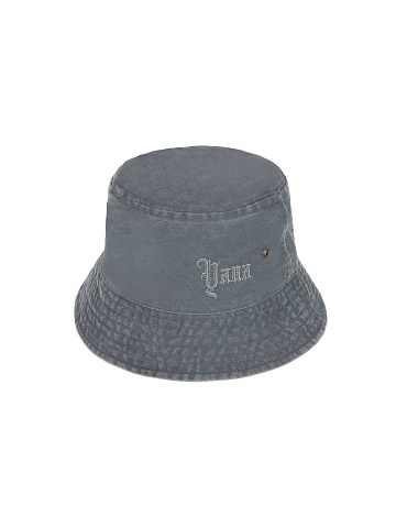 Grey Embroidered Cotton Bucket Hat, 1