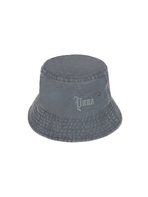 Grey Embroidered Cotton Bucket Hat, 1