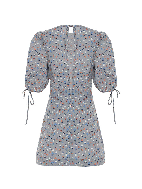 Grey Floral Cotton Mini Dress, 2